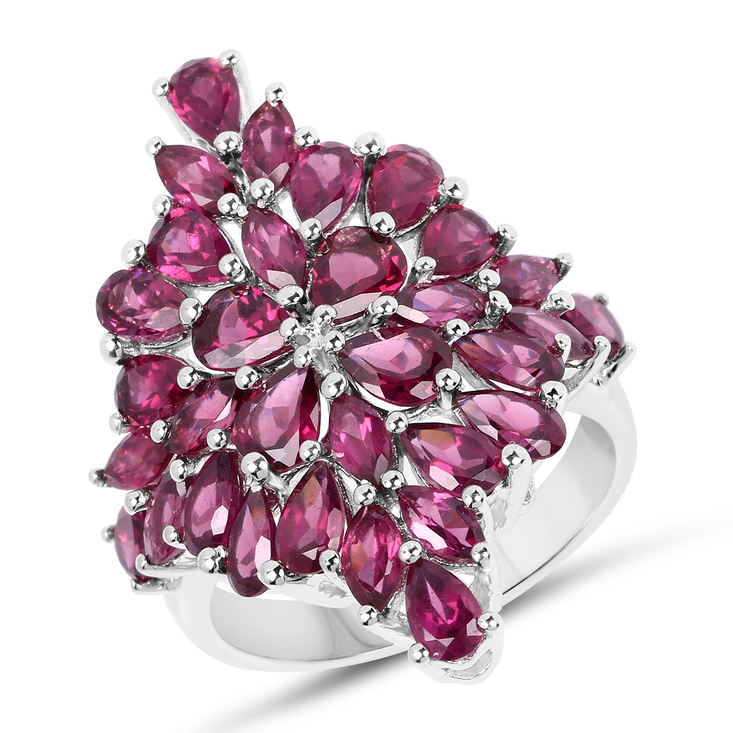 7.52 Carat Genuine Rhodolite .925 Sterling Silver Ring
