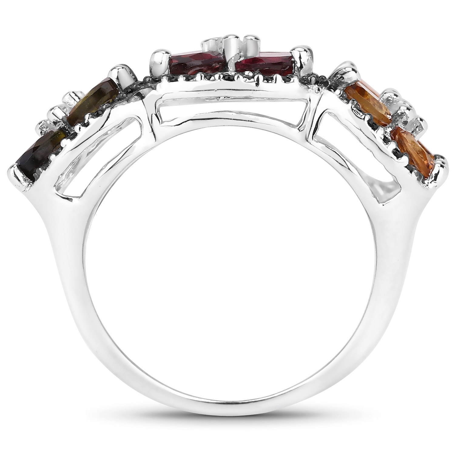 8.38 Carat Genuine Multi Tourmaline .925 Sterling Silver Ring