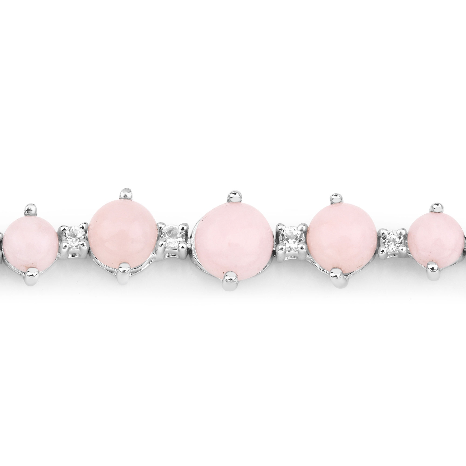Bracelet en argent sterling de .925 mm avec opale rose véritable et topazes blanches de 5,50 carat
