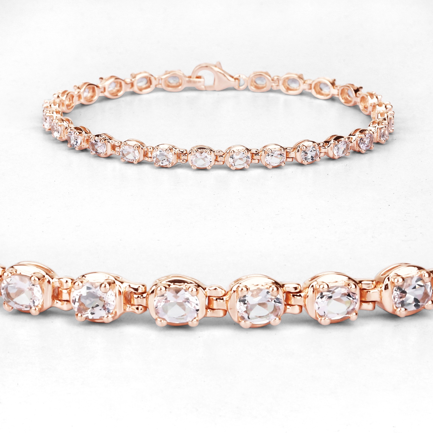 14K plaqué or rose 3,90 ct. Bracelet en argent sterling .925&nbsp;mm avec morganite véritable