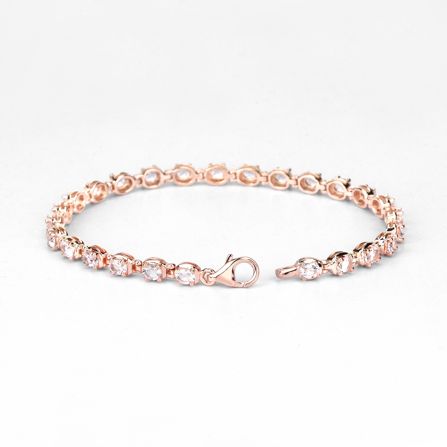 14K plaqué or rose 3,90 ct. Bracelet en argent sterling .925&nbsp;mm avec morganite véritable