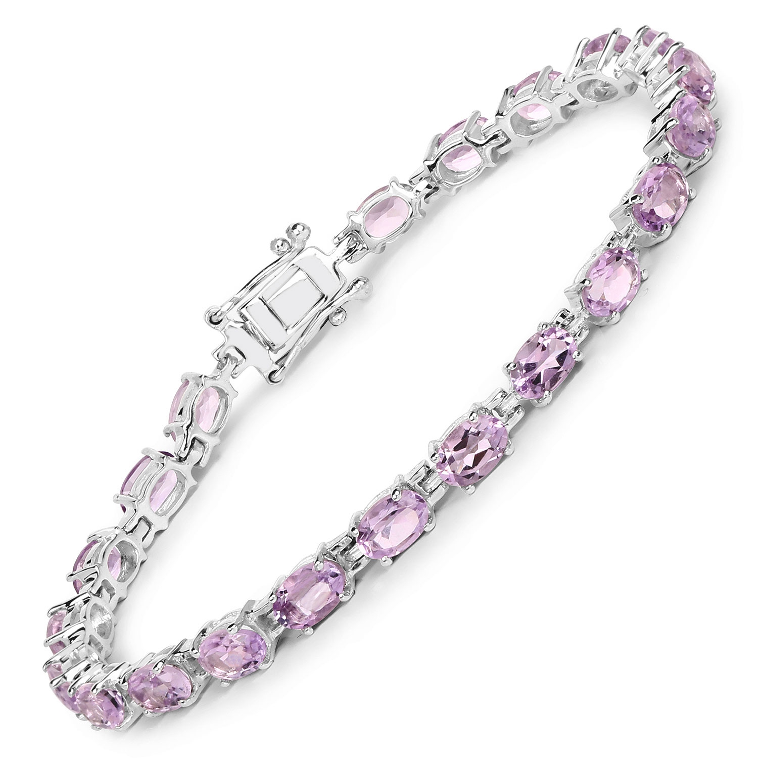 Bracelet en argent sterling avec améthyste rose véritable .925 ct d'8,60&nbsp;carat