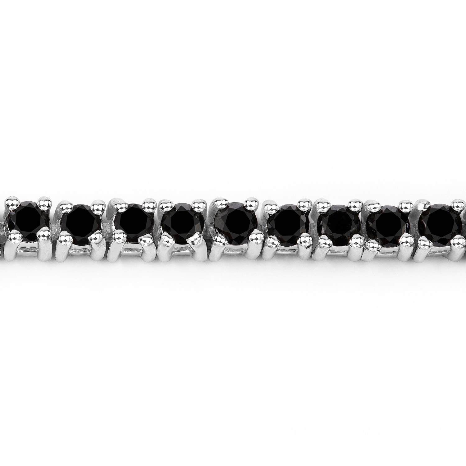 Bracelet en argent sterling de .925 ct avec diamants noirs véritables d'2,19 carat