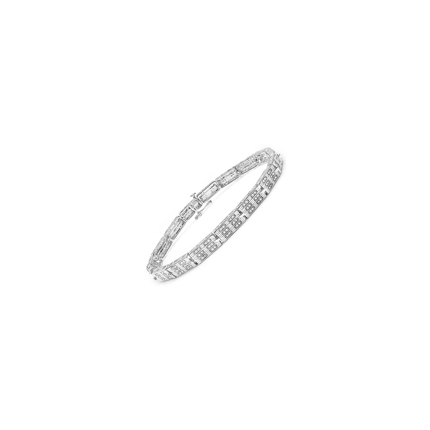 1.16 Carat Genuine White Diamond 14K White Gold Plated .925 Sterling Silver Bracelet