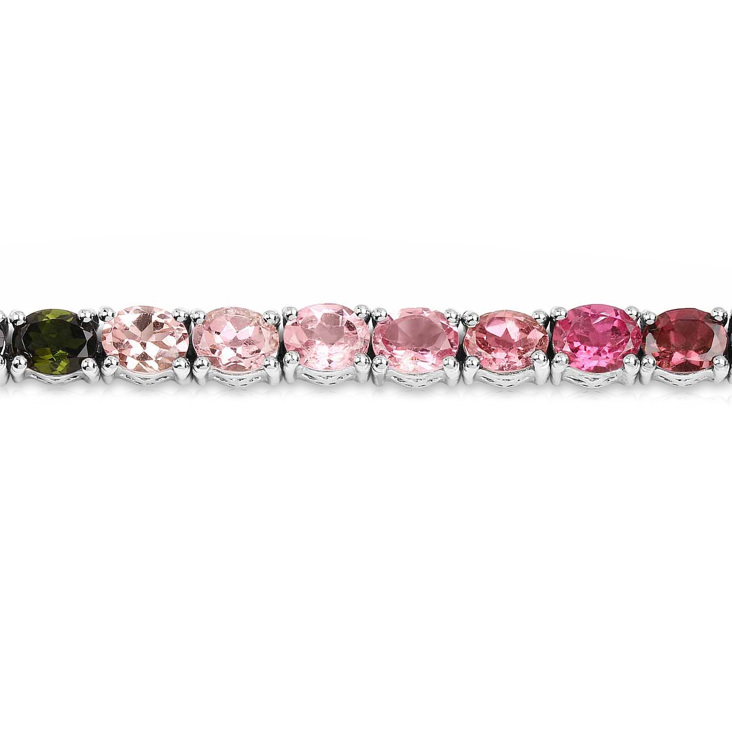 Bracelet en argent de .925&nbsp;mm avec tourmaline rose et tourmalines brunes de 11,16&nbsp;carat