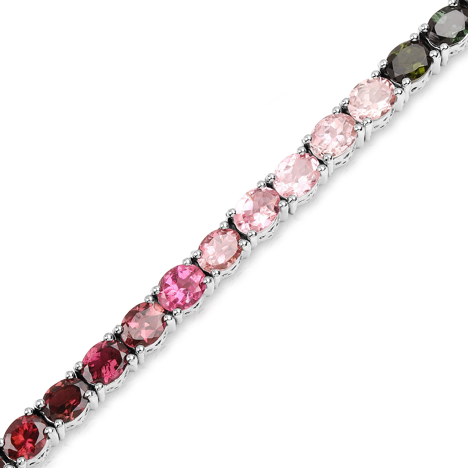 Bracelet en argent de .925&nbsp;mm avec tourmaline rose et tourmalines brunes de 11,16&nbsp;carat