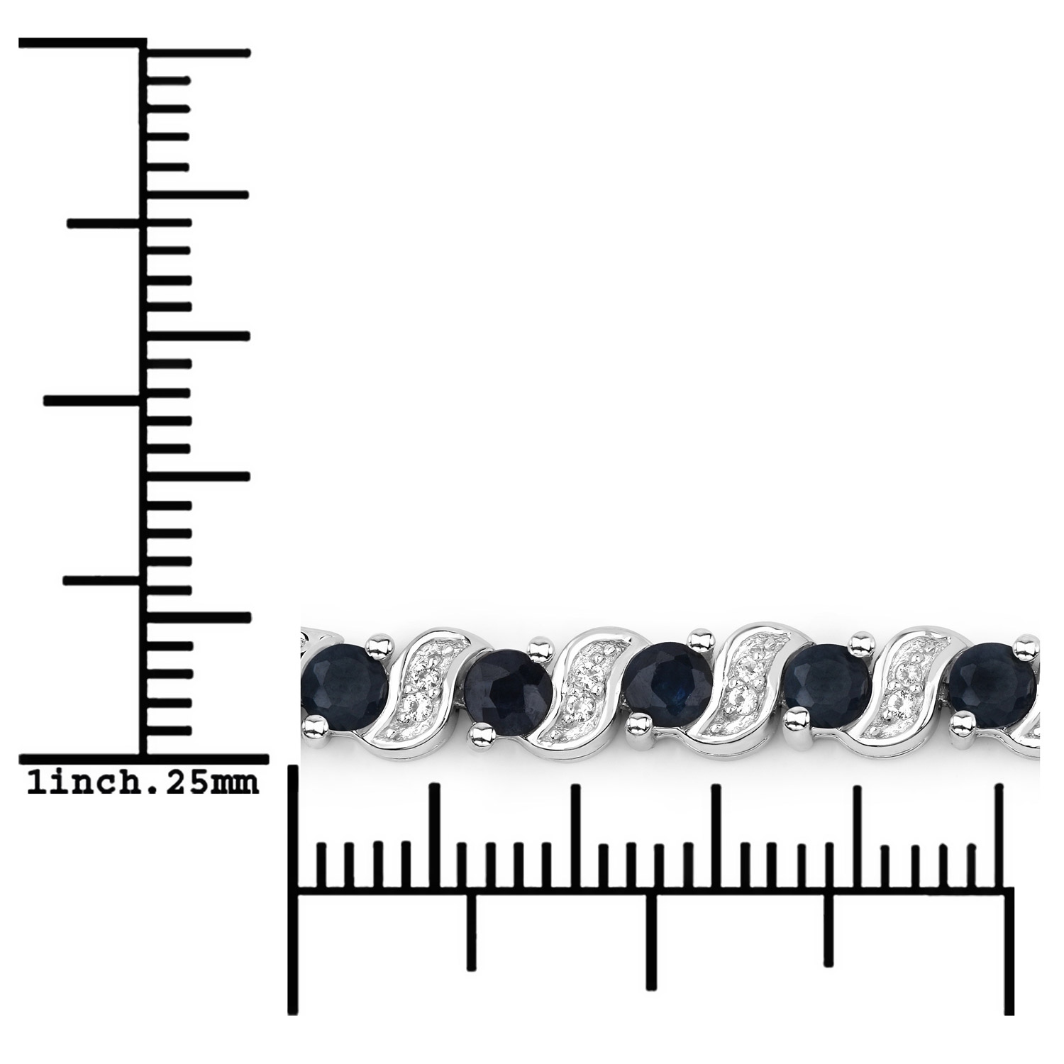 Bracelet en argent sterling de .925&nbsp;mm avec saphir bleu véritable et topazes blanches de 1,16&nbsp;carat