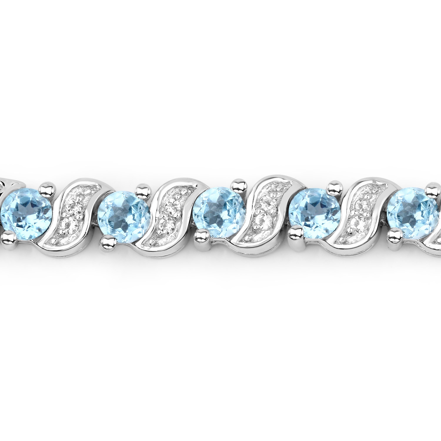 Bracelet en argent sterling de .925 mm avec topaze bleue suisse véritable et topazes blanches de 1,16 carat