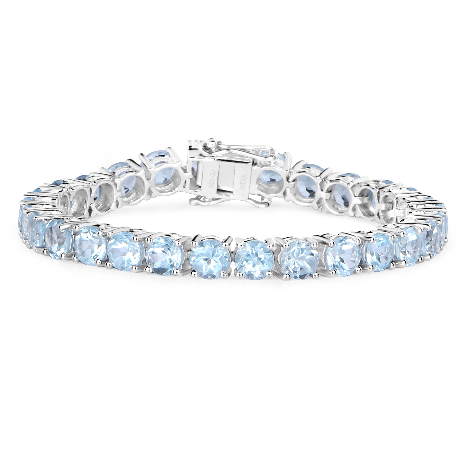 Bracelet en argent sterling de .925&nbsp;mm avec topaze bleue véritable d'26,60&nbsp;carat