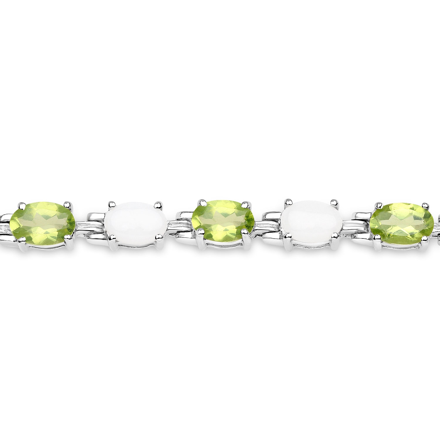 Bracelet en argent sterling .925 avec péridot véritable et opale de 7,92 carat