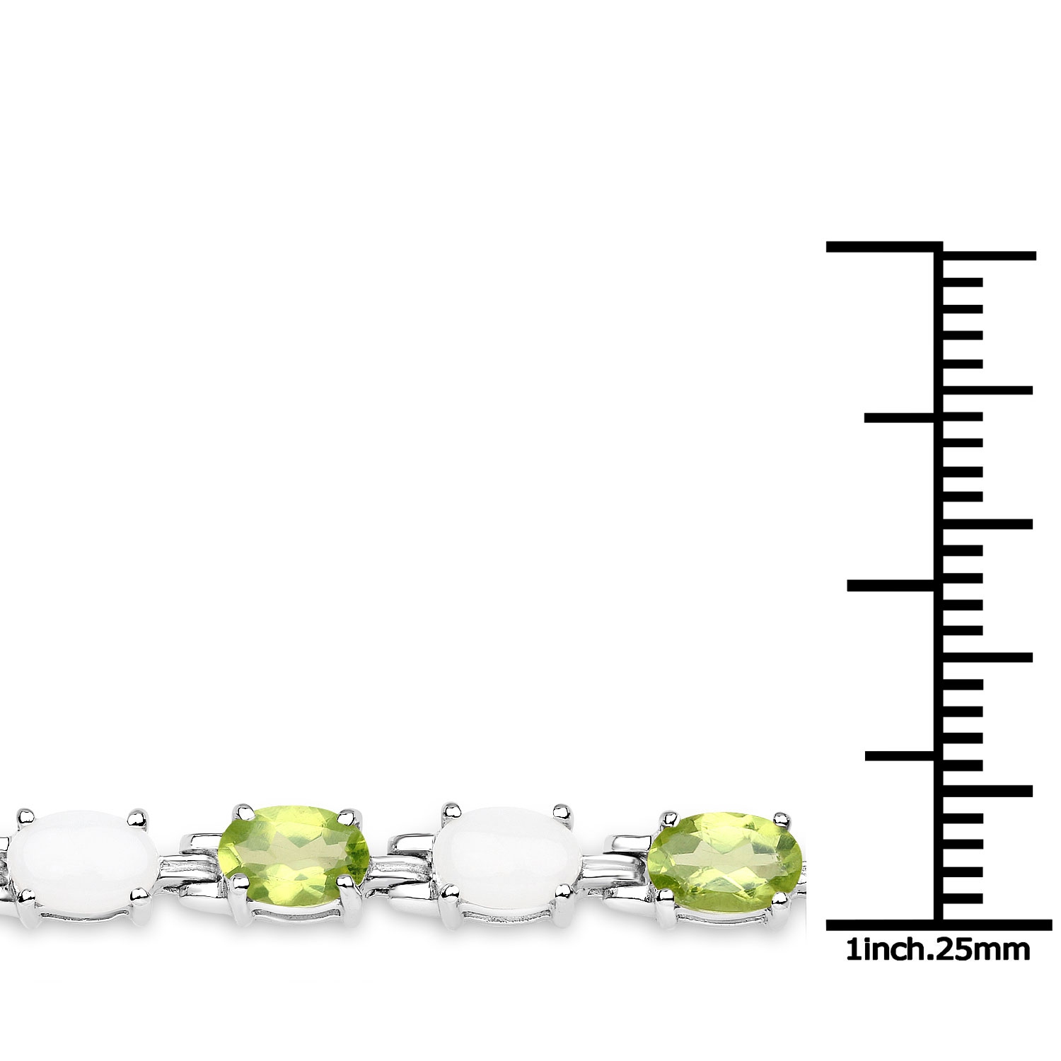 Bracelet en argent sterling .925 avec péridot véritable et opale de 7,92 carat