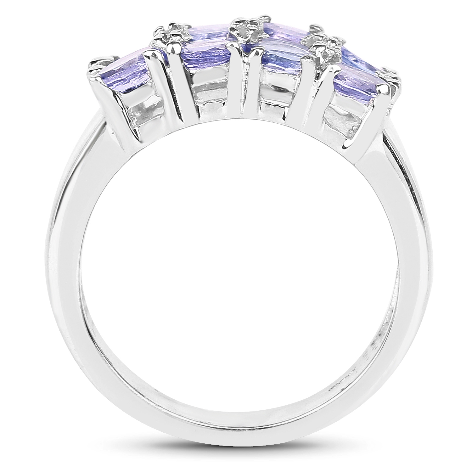 2,07 unités Bague en argent sterling .925 K, tanzanite véritable et diamant blanc