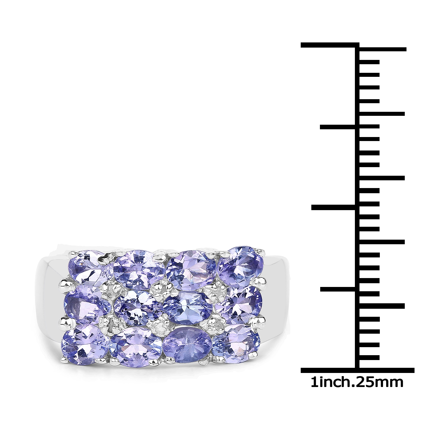 2,07 unités Bague en argent sterling .925 K, tanzanite véritable et diamant blanc