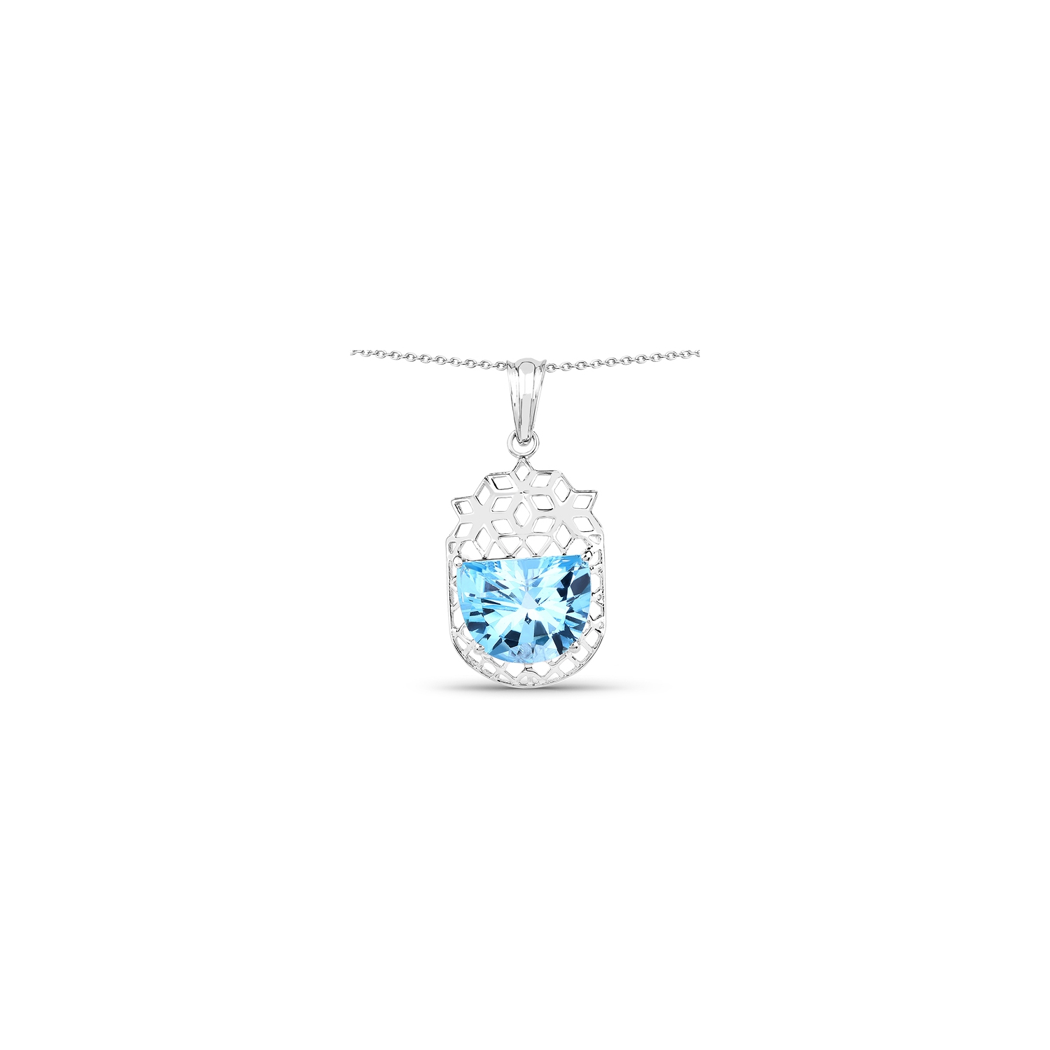 10.90 Carat Genuine Swiss Blue Topaz .925 Sterling Silver Pendant