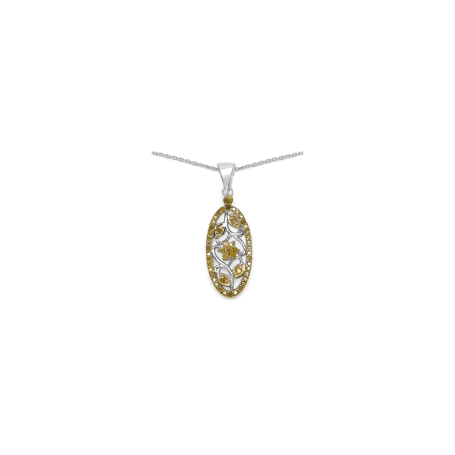0.27 Carat Genuine Yellow Diamond .925 Sterling Silver Pandent