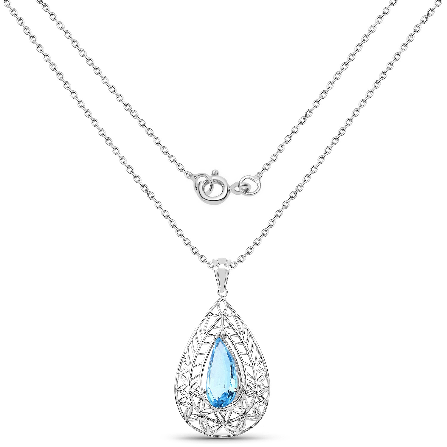 7.20 ct. Genuine Swiss Blue Topaz .925 Sterling Silver Pendant