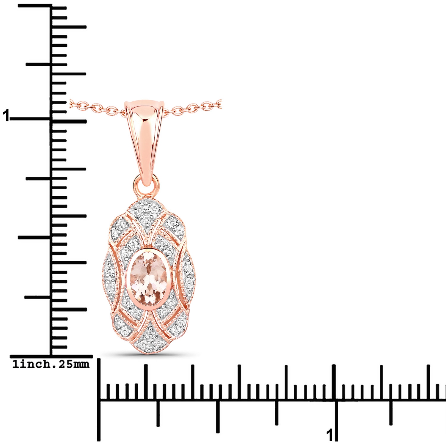0.52 Carat Genuine Morganite and White Topaz .925 Sterling Silver Pendant