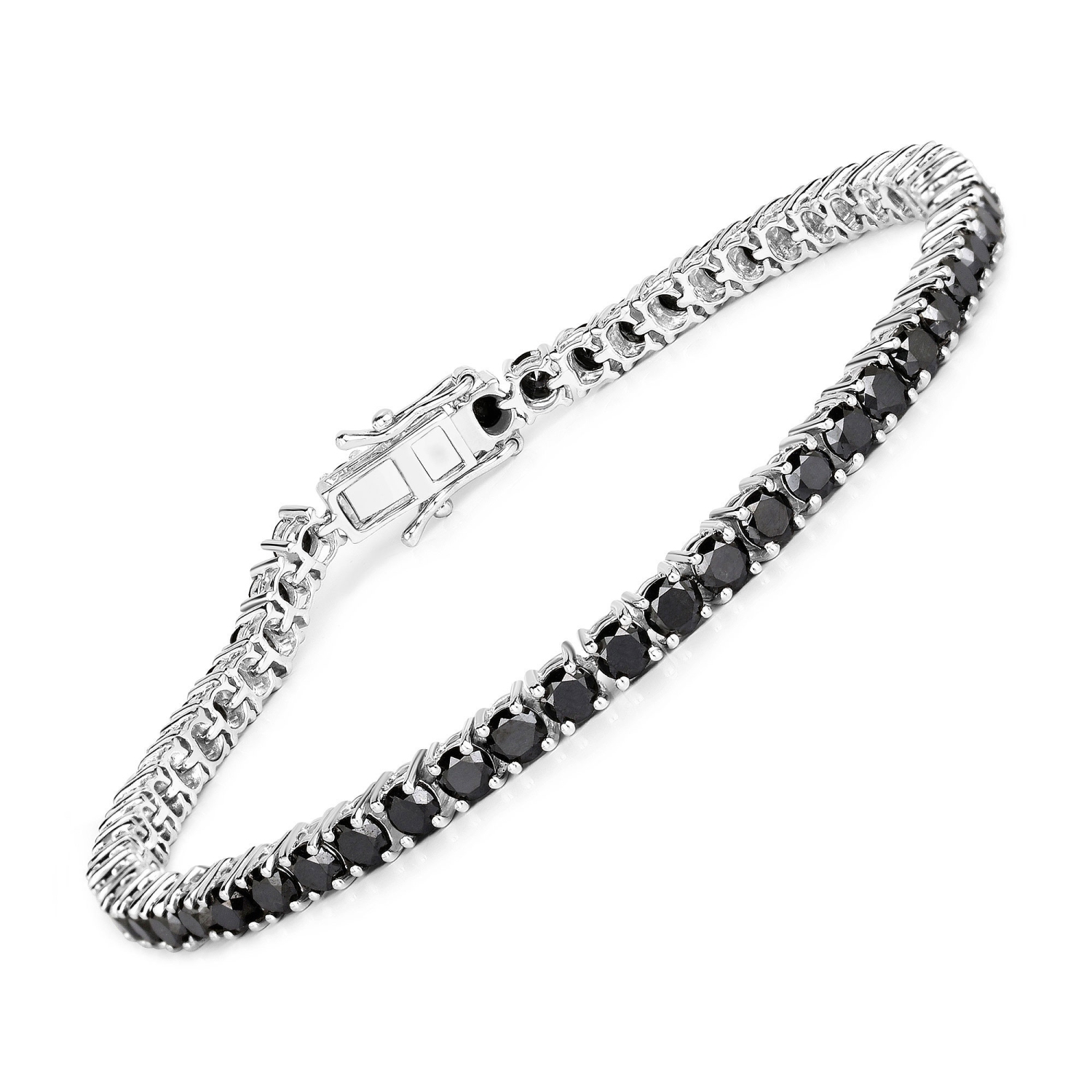 Bracelet en argent sterling de .925 ct avec diamants noirs véritables d'5,40&nbsp;carat