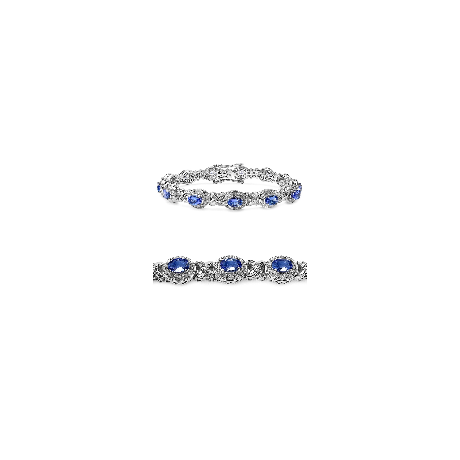 Bracelet en argent sterling avec tanzanite véritable d'5,72&nbsp;carat