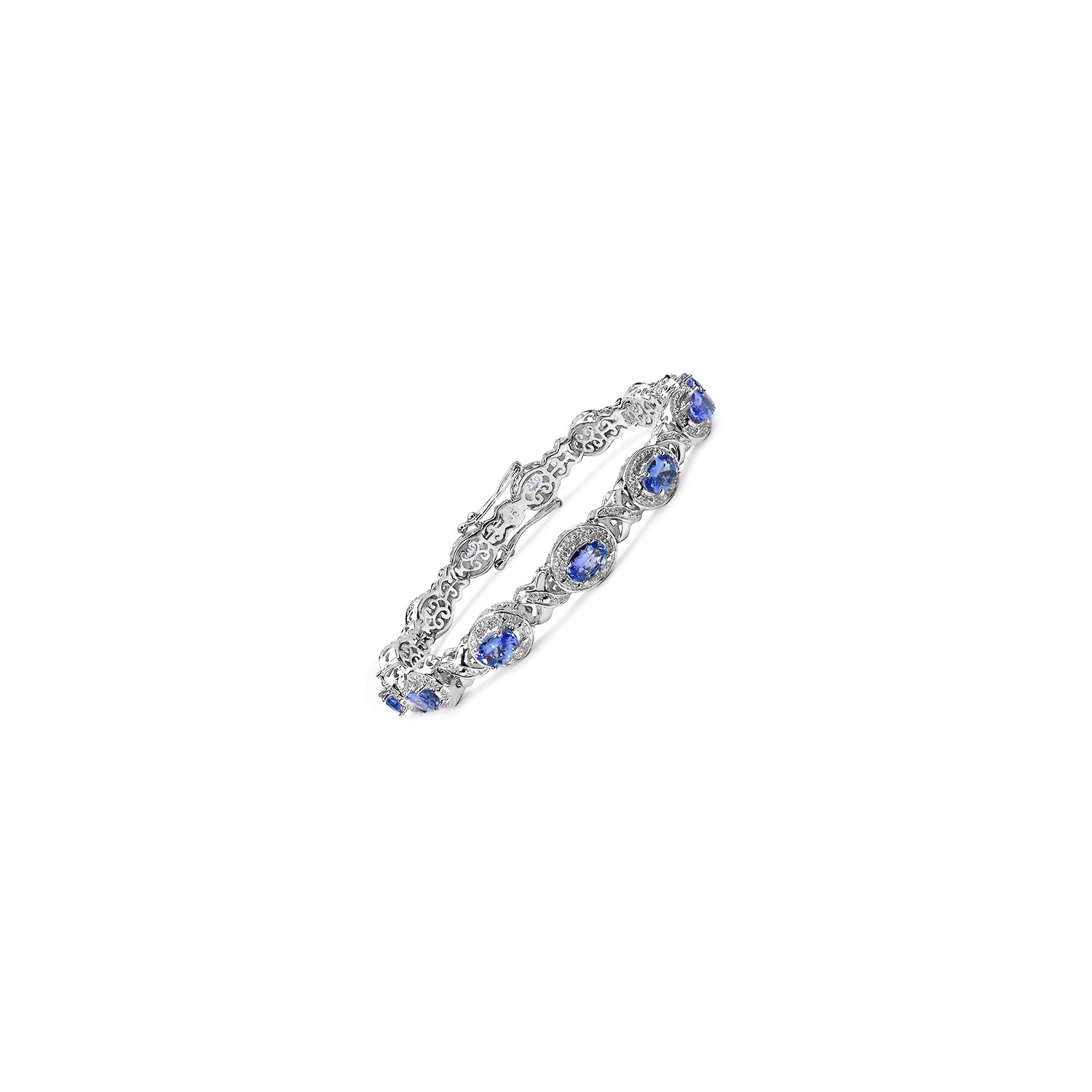 Bracelet en argent sterling avec tanzanite véritable d'5,72 carat