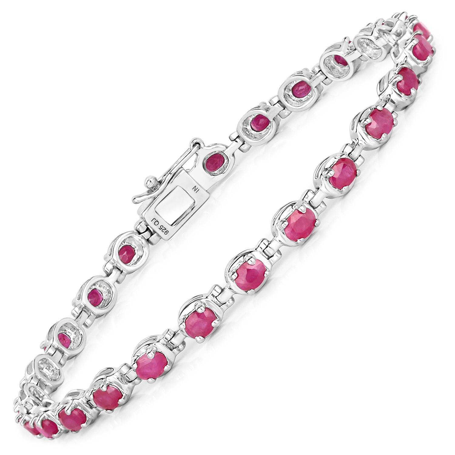 Bracelet en argent sterling véritable .925&nbsp;mm avec rubis véritable de 5,50&nbsp;carat