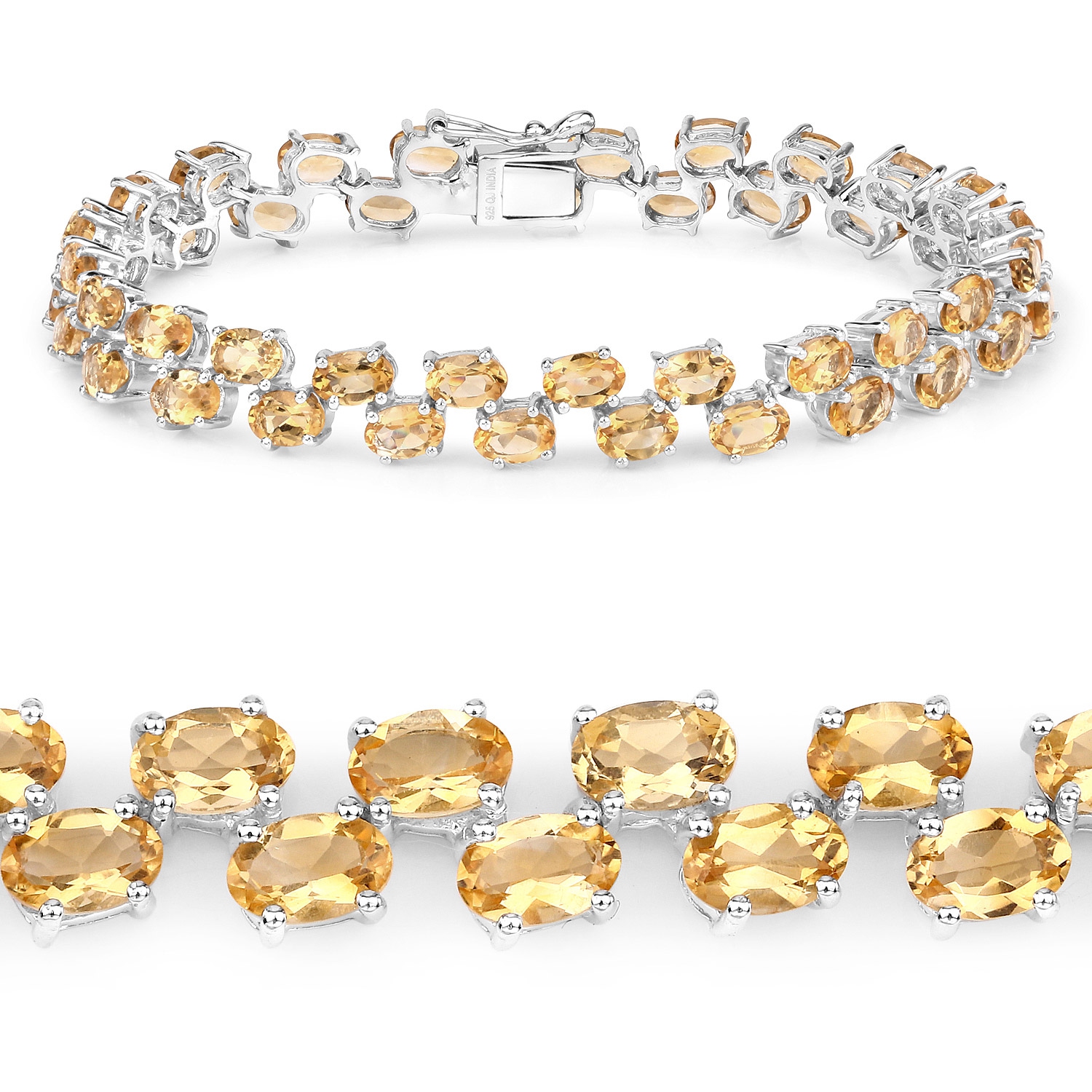 Bracelet en argent sterling .925 avec citrine véritable de 19,78&nbsp;carat