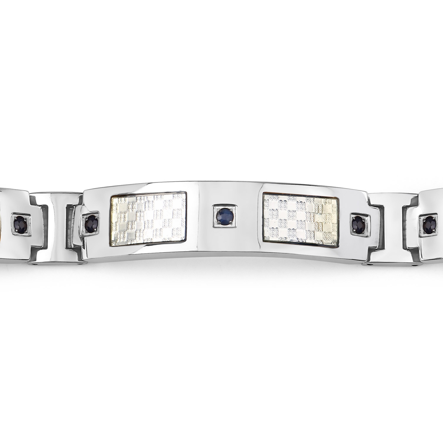 Bracelet homme en titane avec incrustation en acier plaqué argent 0,72ct.W. Saphirs bleus naturels ronds