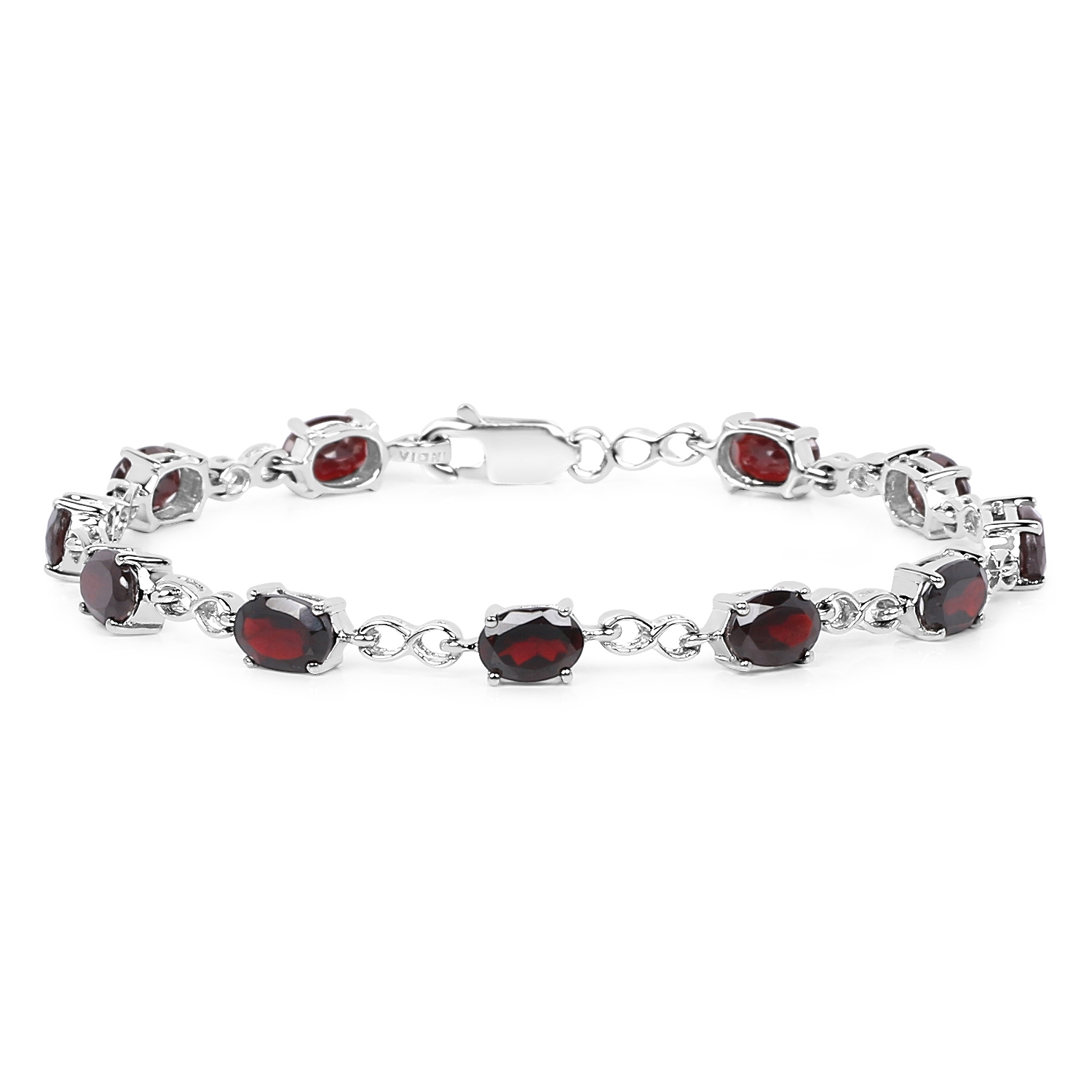 Bracelet en argent sterling de .925&nbsp;mm avec grenat véritable d'9,35&nbsp;carat