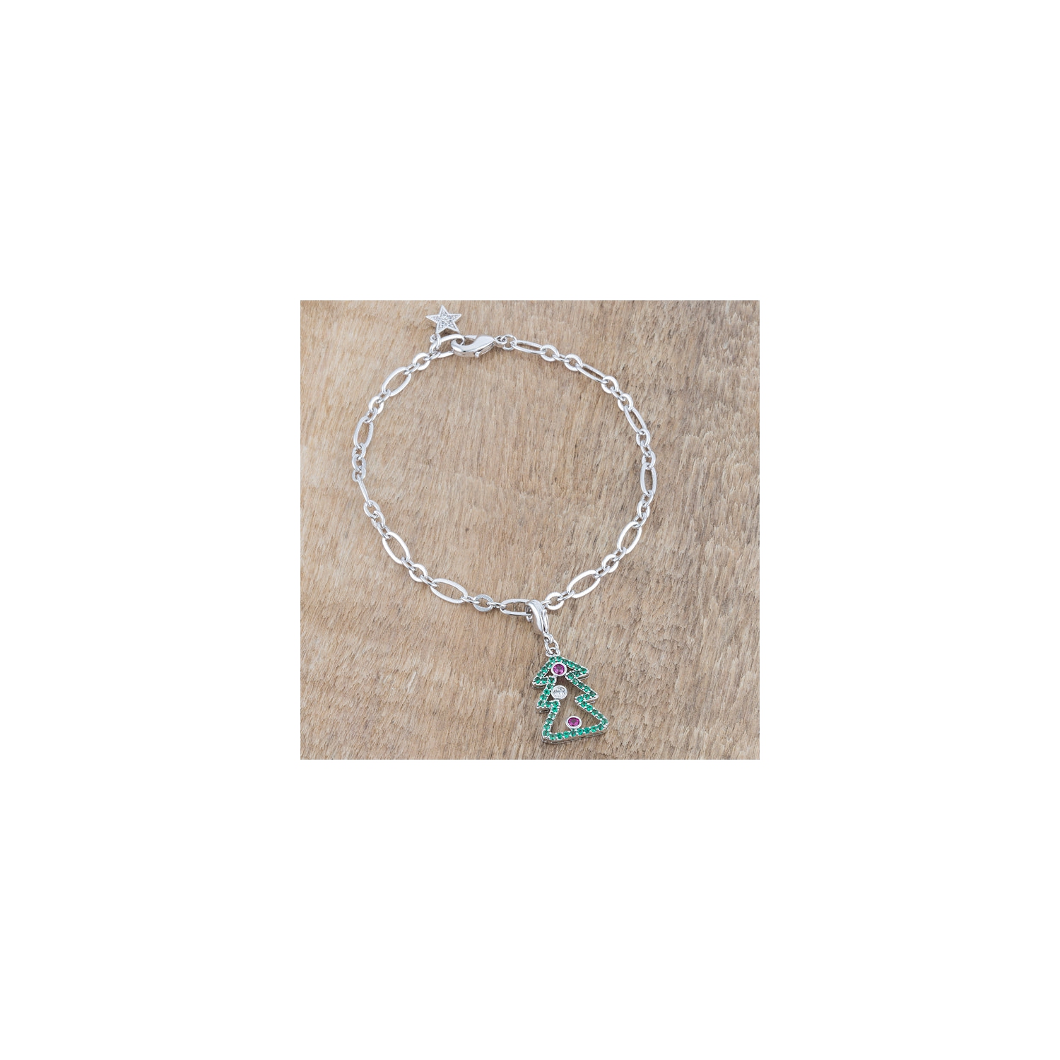 Bracelet à breloques Holiday Tree, zircon cubique 0,35ct mm