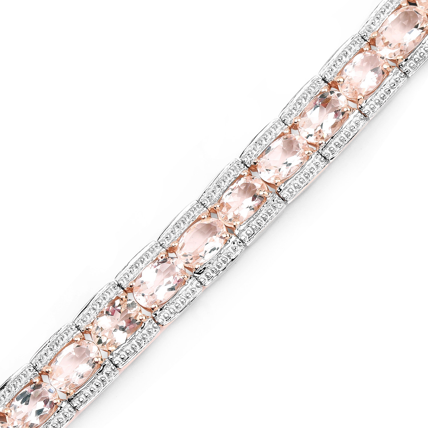 Bracelet en argent sterling plaqué or rose 18k CT avec morganite véritable .925&nbsp;mm d'11,60&nbsp;carat