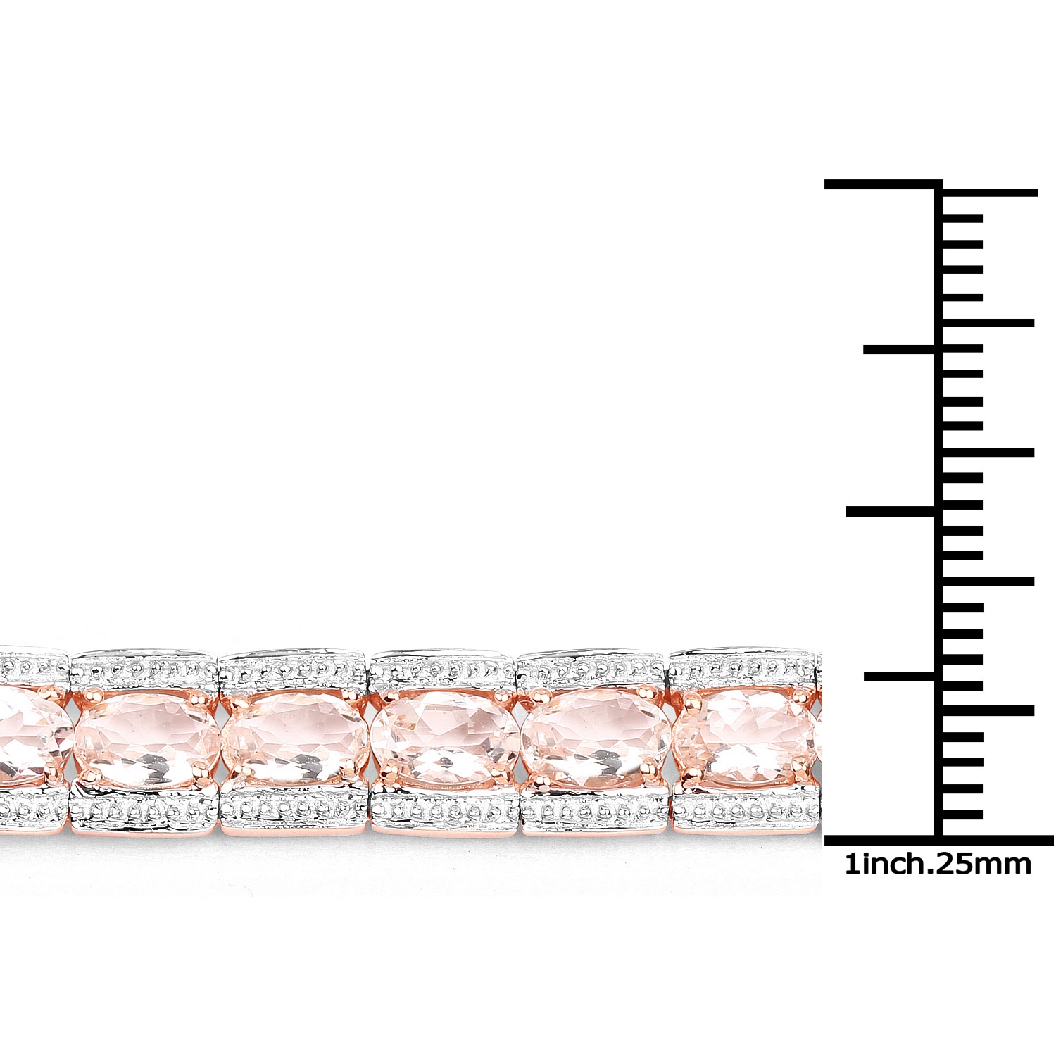 Bracelet en argent sterling plaqué or rose 18k CT avec morganite véritable .925&nbsp;mm d'11,60&nbsp;carat