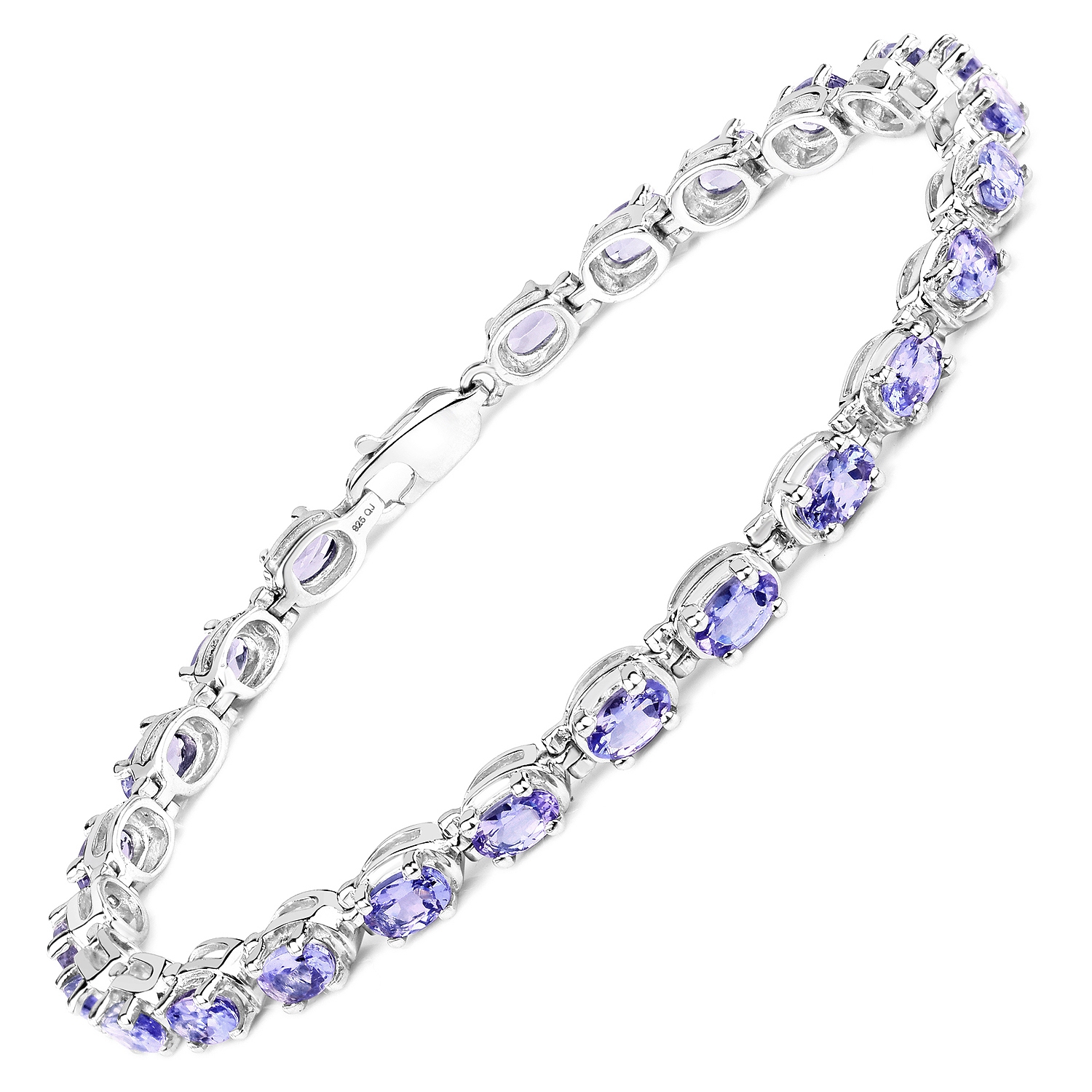 Bracelet en argent sterling de .925 ct avec tanzanite véritable d'6,00&nbsp;carat
