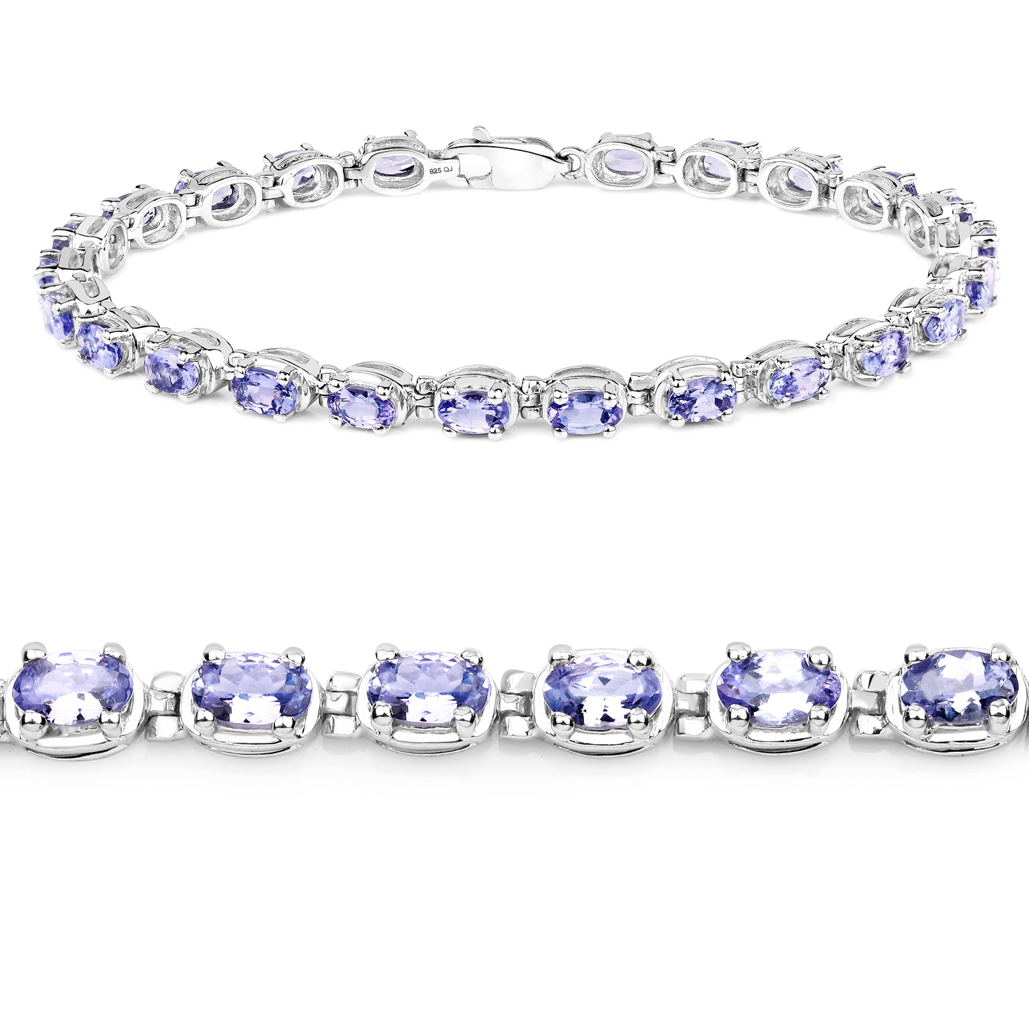 Bracelet en argent sterling de .925 ct avec tanzanite véritable d'6,00&nbsp;carat