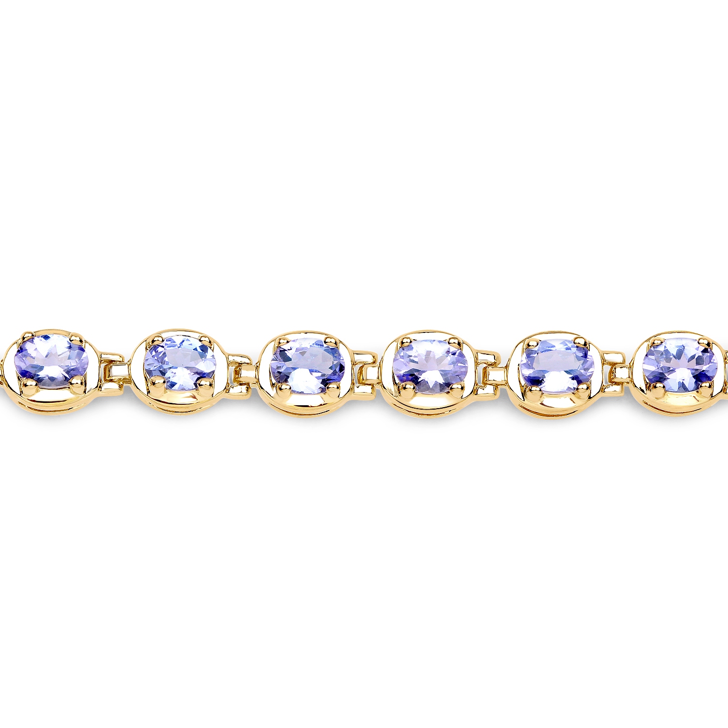 Bracelet en argent sterling plaqué or jaune 14K ct avec tanzanite véritable de .925 ct 4,59&nbsp;carat