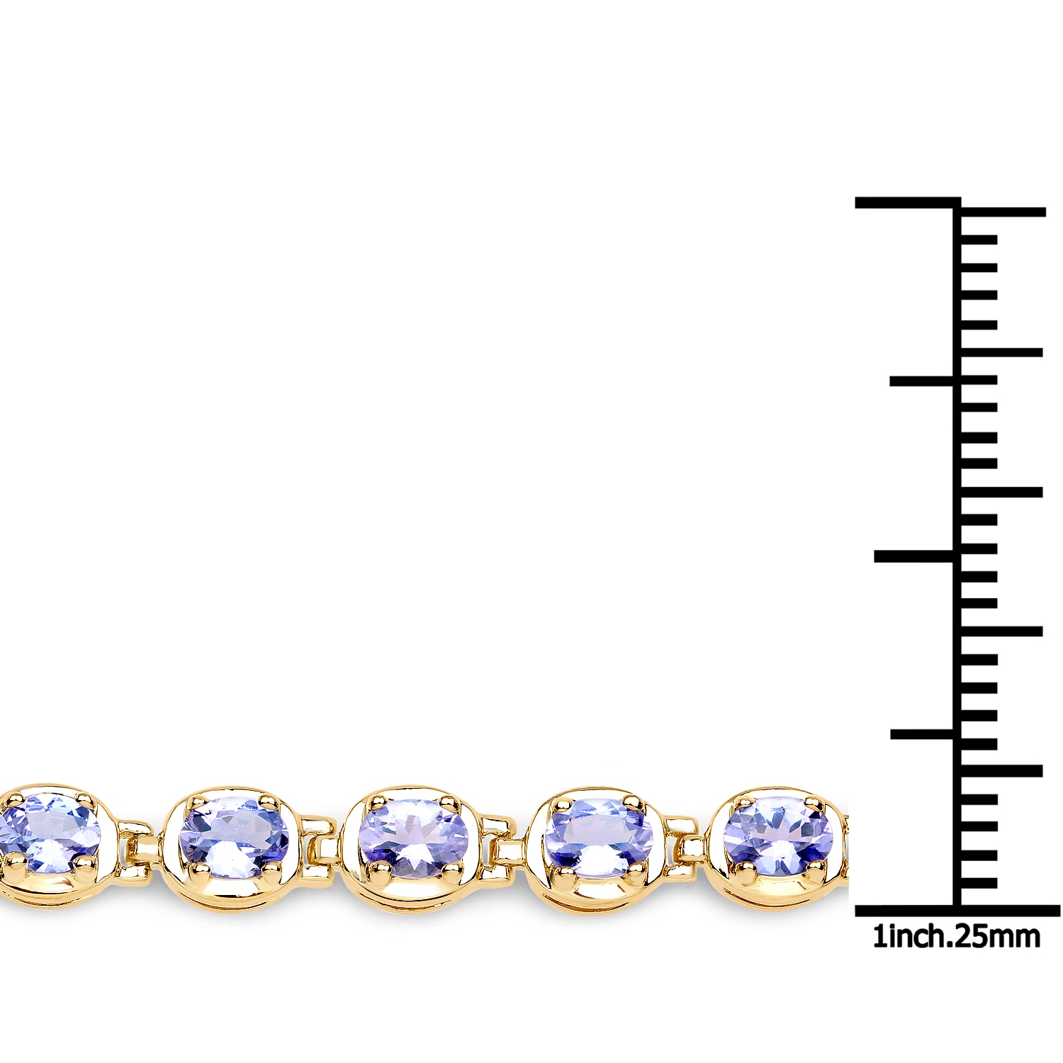 Bracelet en argent sterling plaqué or jaune 14K ct avec tanzanite véritable de .925 ct 4,59&nbsp;carat