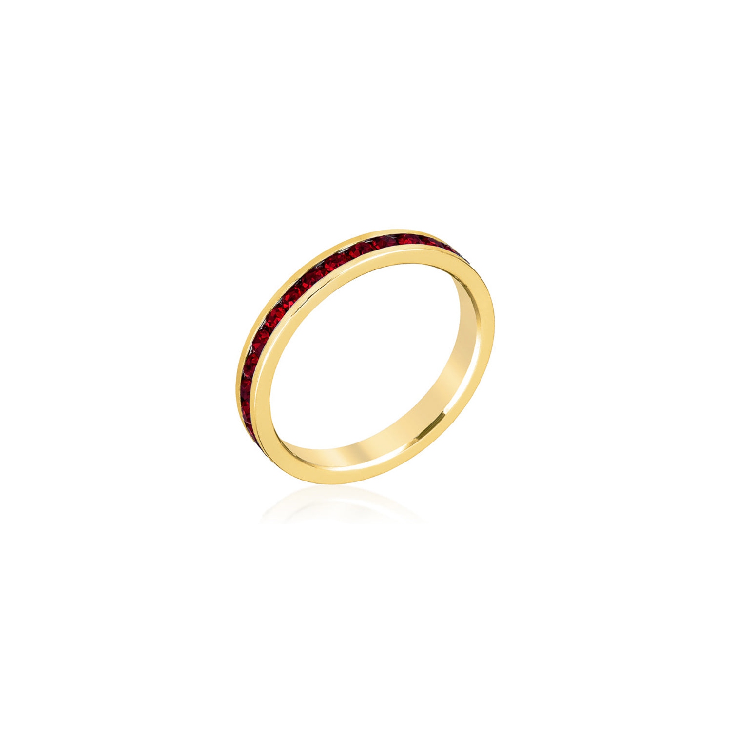Stylish Stackables with Garnet in Gold Crystal Ring