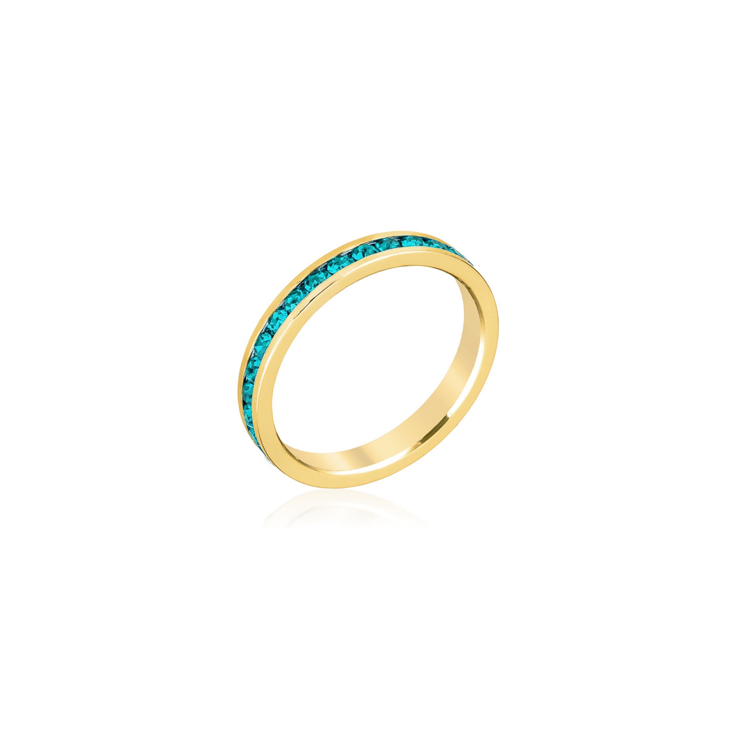 Stylish Stackables Turquoise Crystal Gold Ring