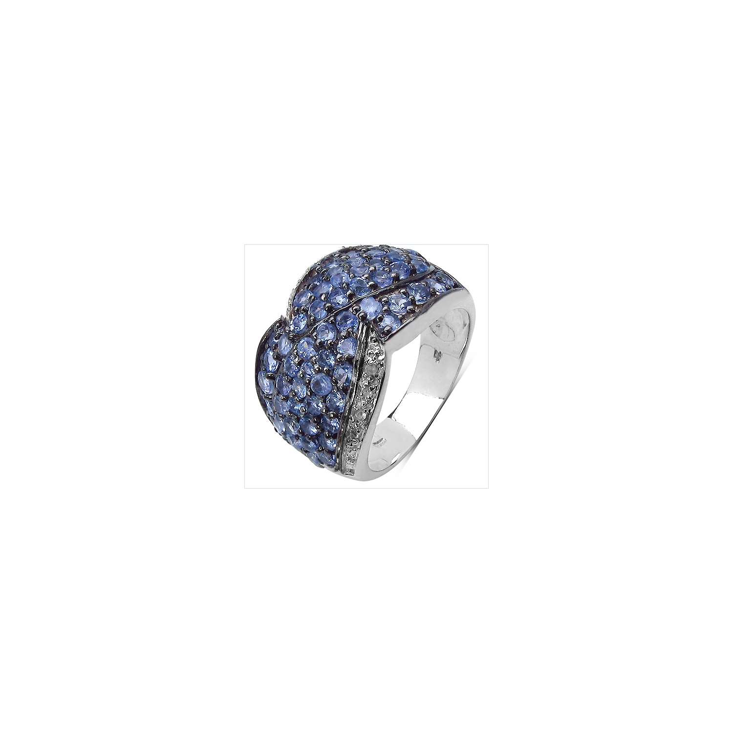 Bague en argent sterling .925 K, tanzanite véritable et topaze blanche d'2,50&nbsp;carat