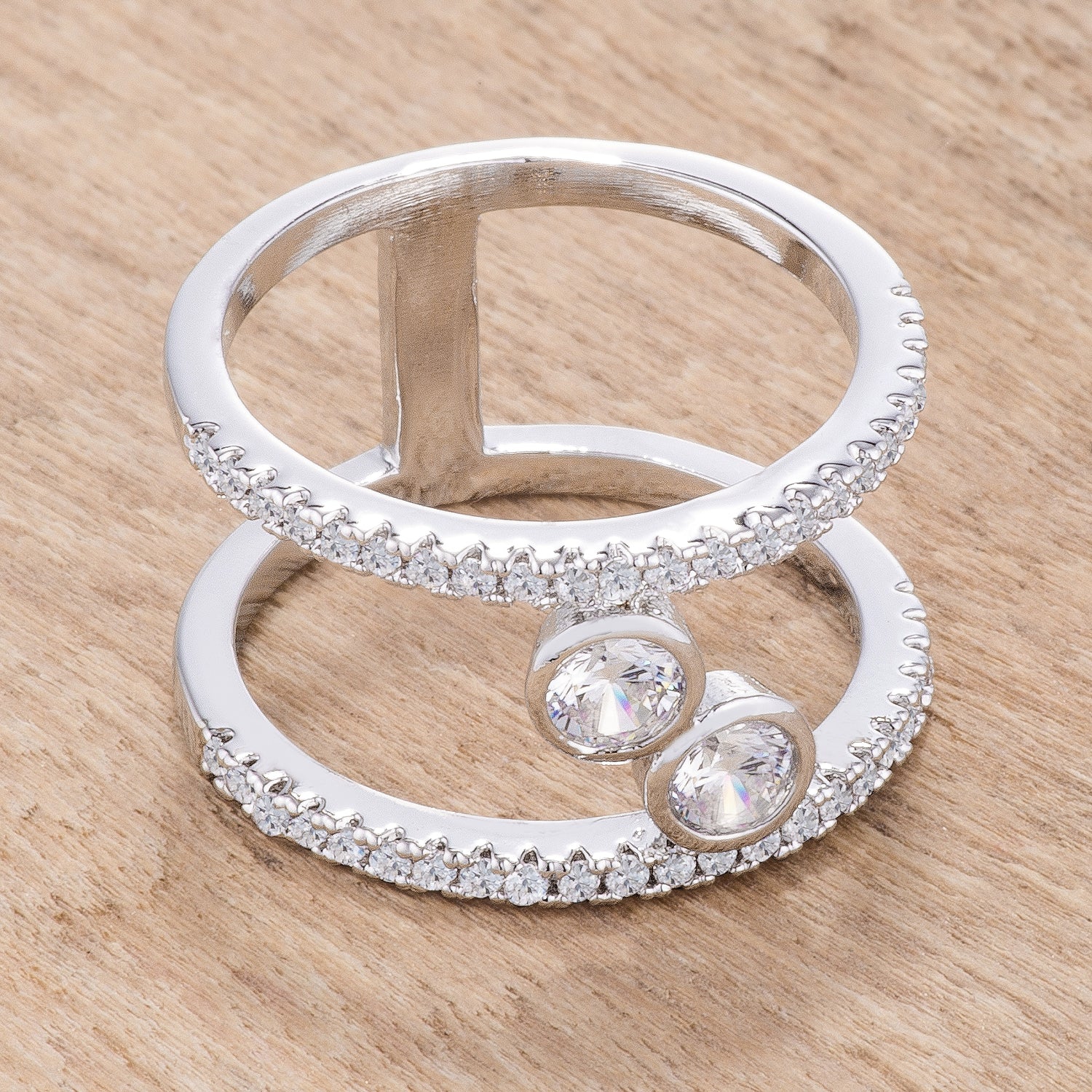 .86Ct Plated Floating Bubbles CZ Ring
