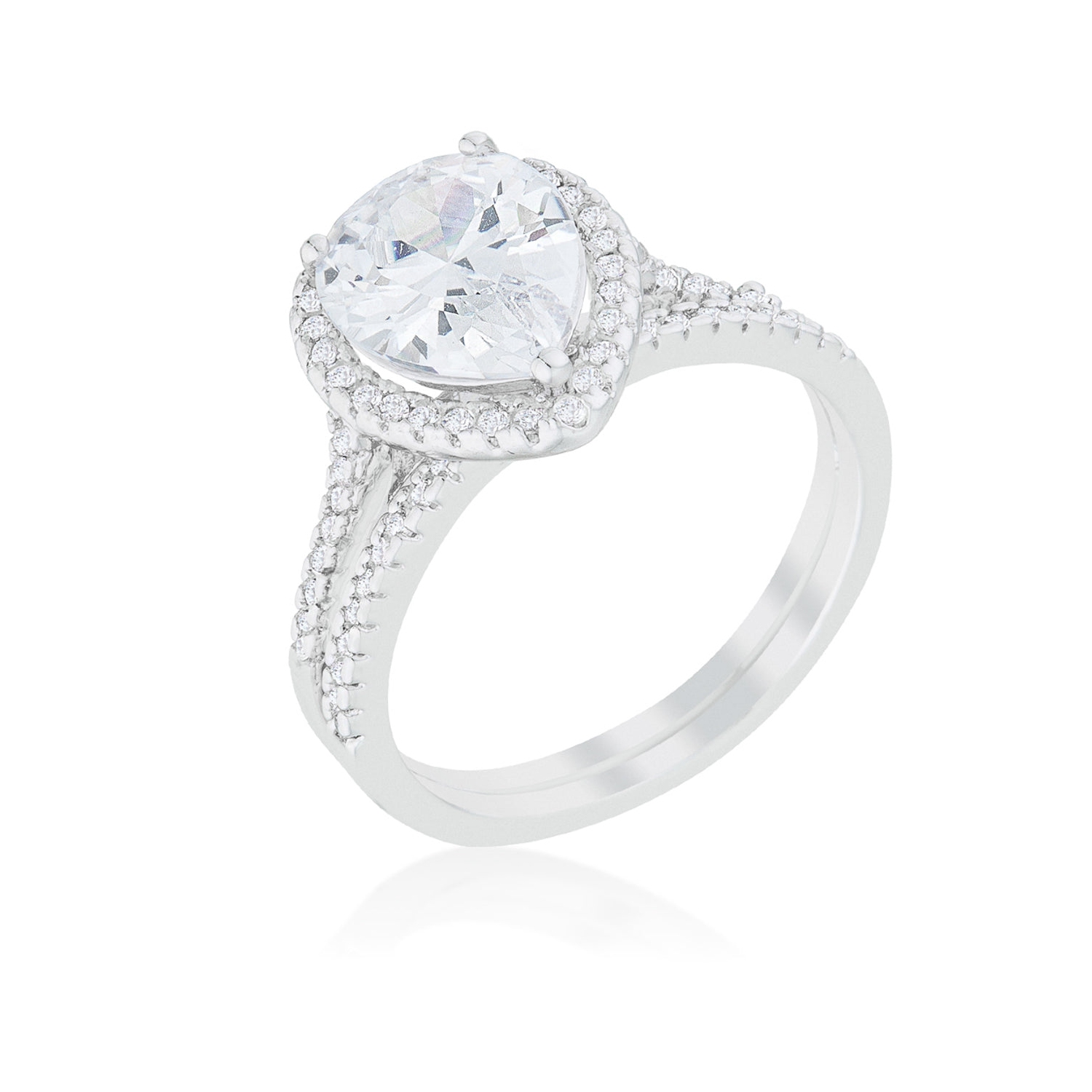 Halo Solitaire Pear Engagement Ring