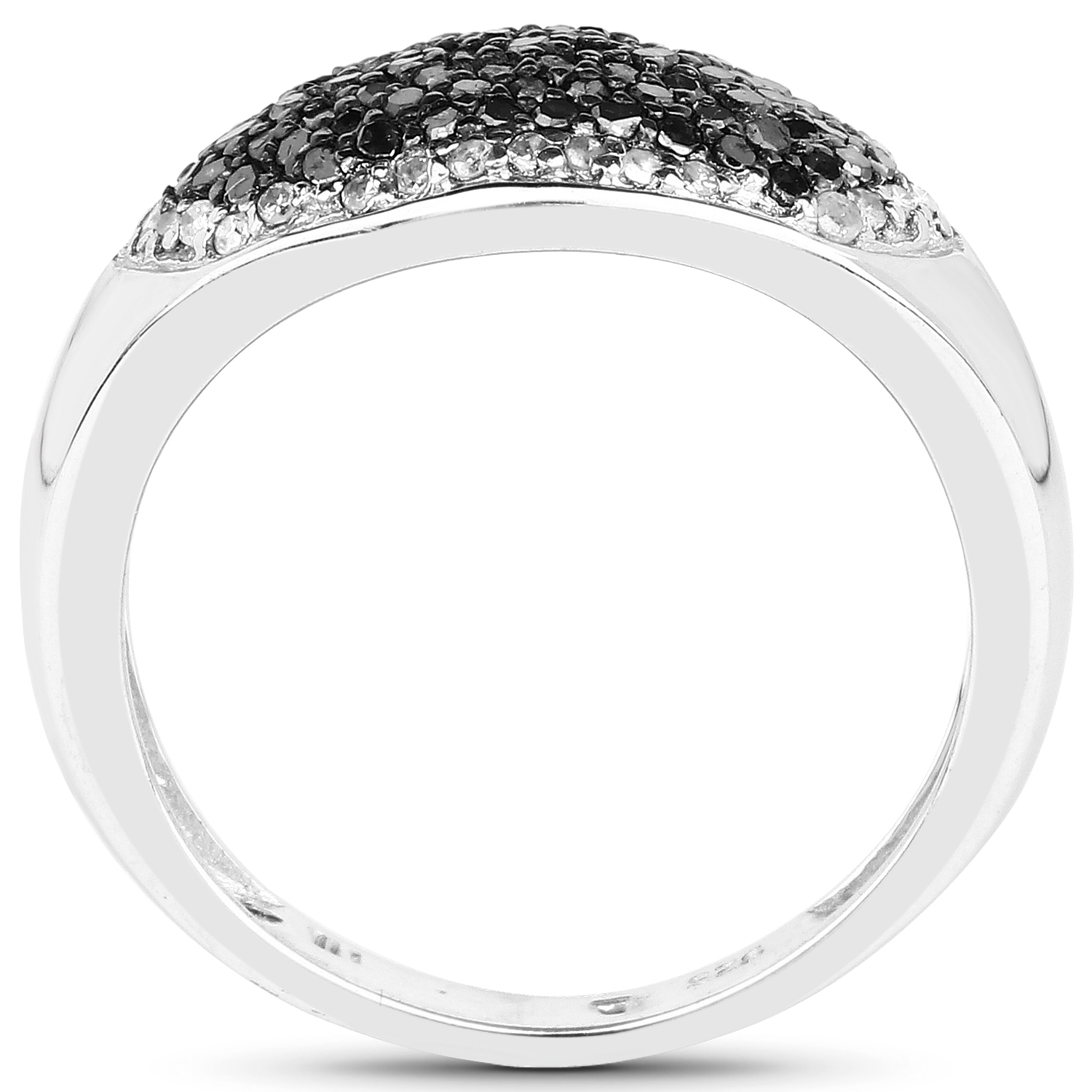 Bague en argent sterling de .925 ct avec diamants blancs et diamants noirs véritables d'0,46 carat
