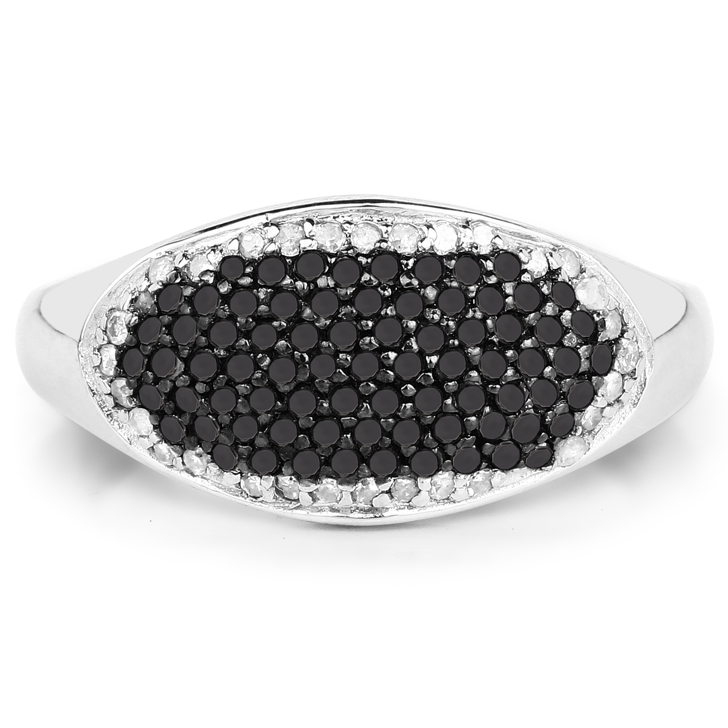 Bague en argent sterling de .925 ct avec diamants blancs et diamants noirs véritables d'0,46 carat