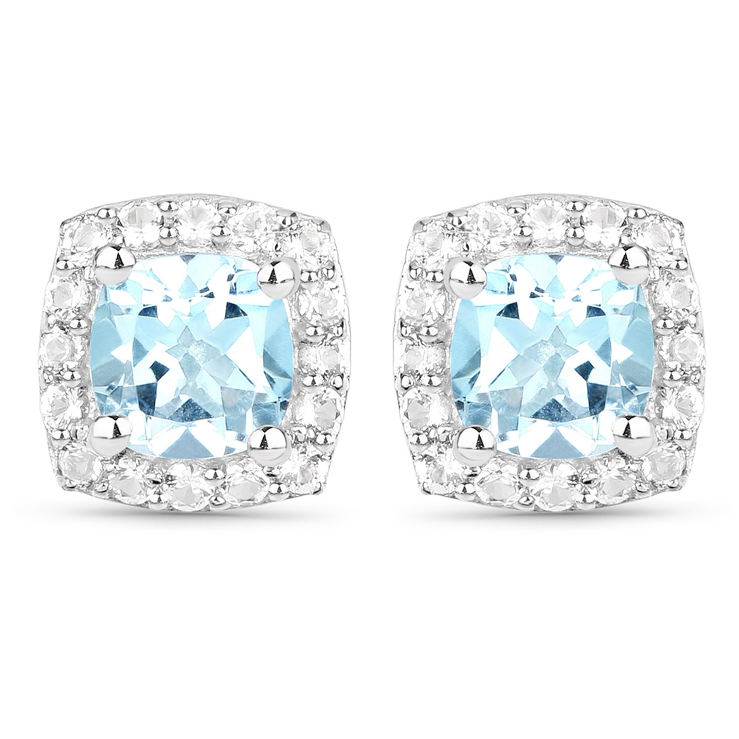 4.62 Carat Genuine Blue White Topaz .925 Silver 3 Pc Jewelry Set Ring Earring & Pendant Chain