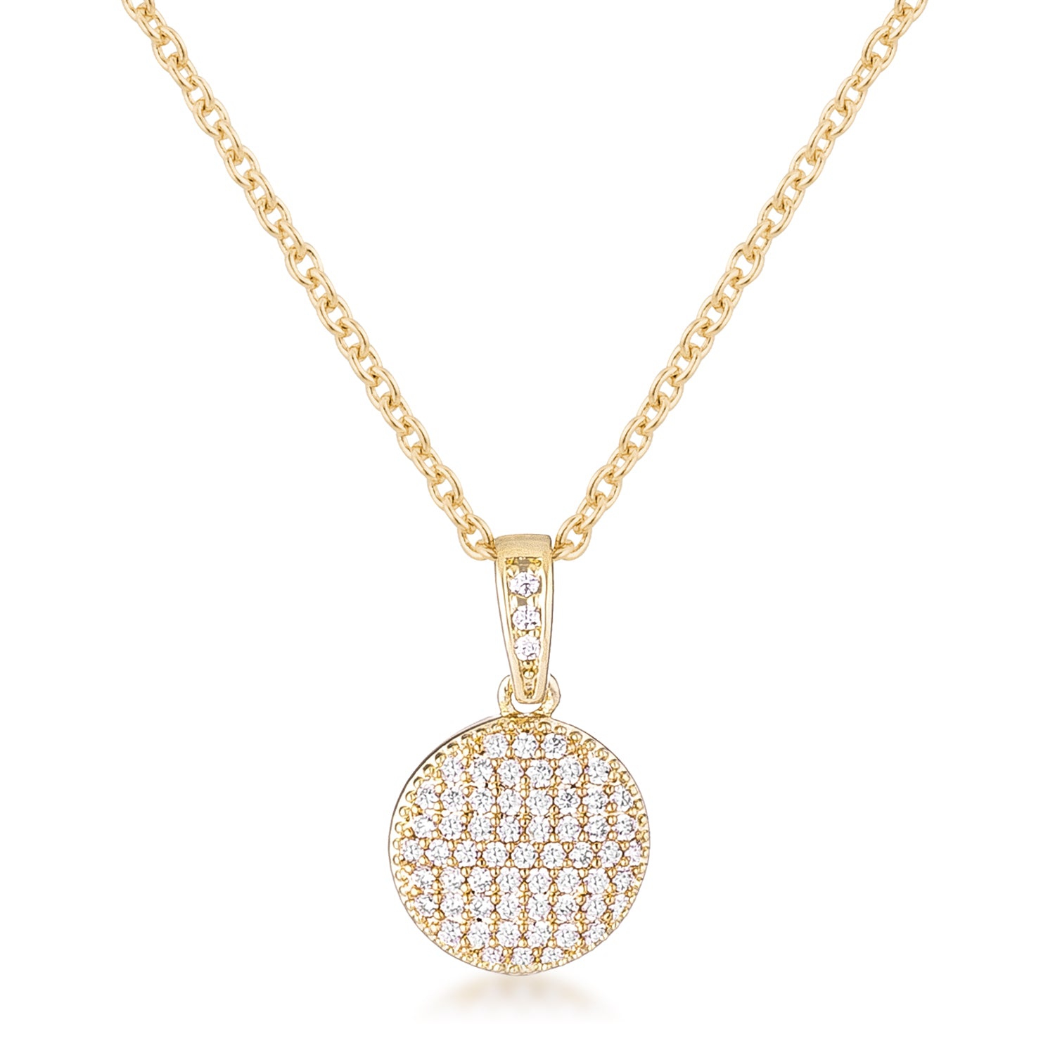 Necklace with CZ Disk Pendant