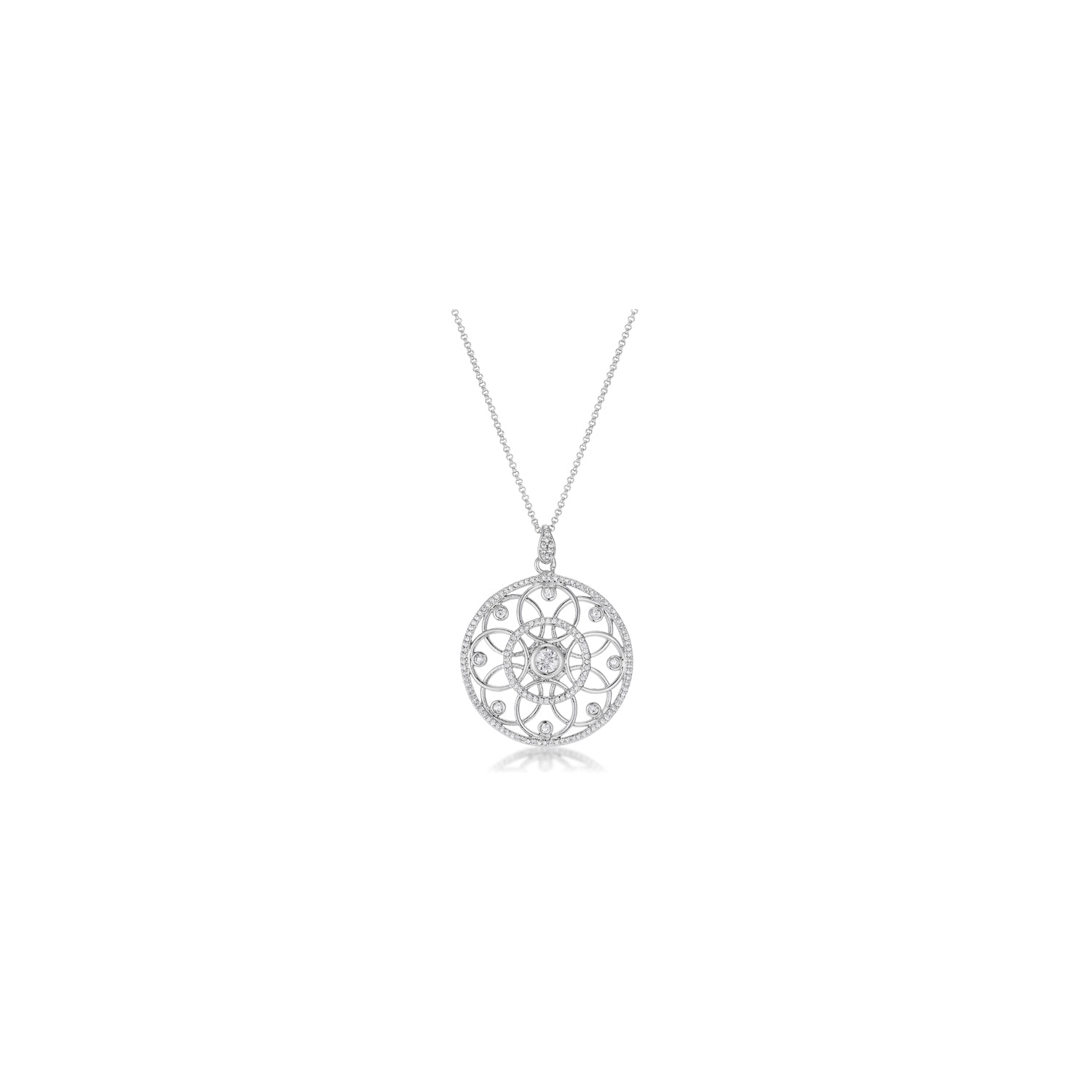 1.4 Ct Pendant Necklace with Interlocking Circles and CZ