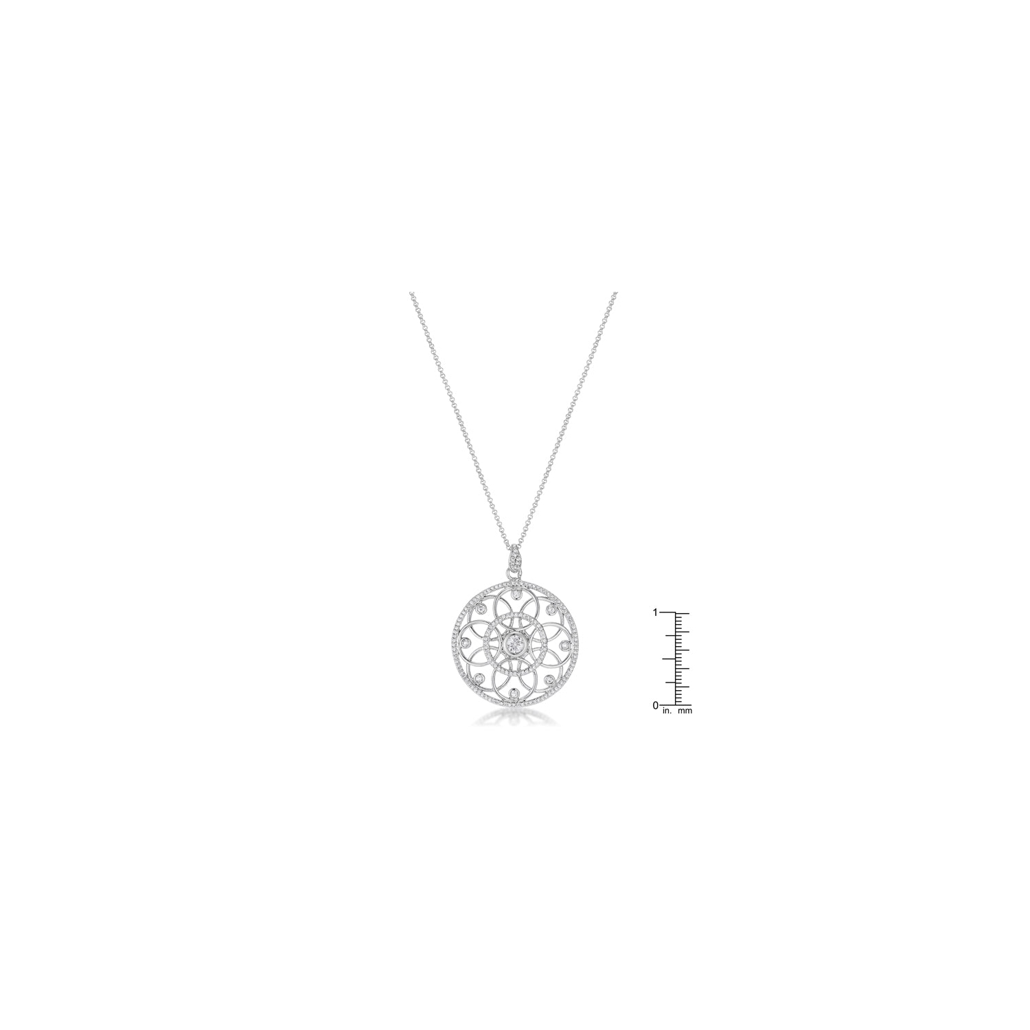 1.4 Ct Pendant Necklace with Interlocking Circles and CZ
