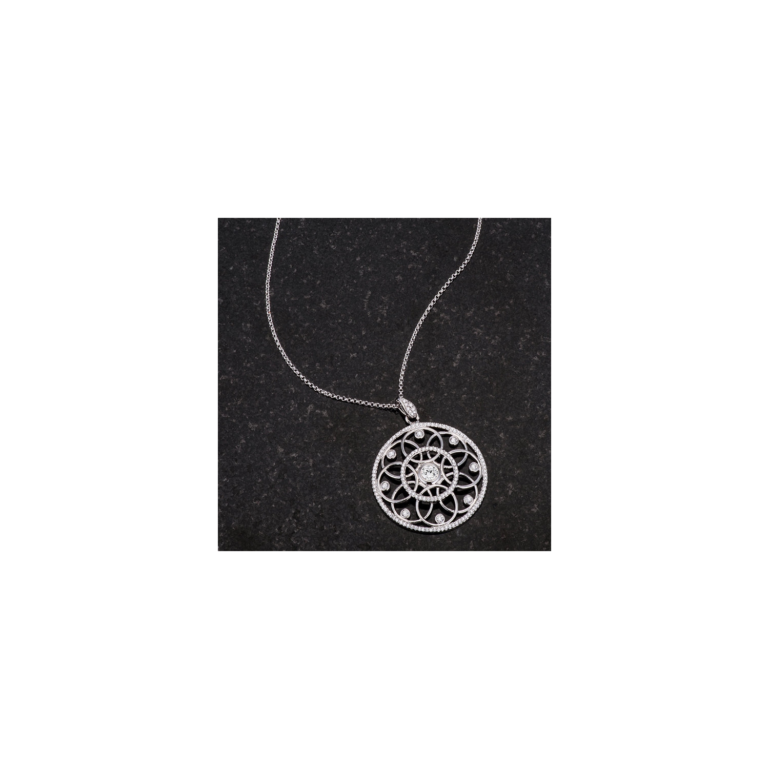 1.4 Ct Pendant Necklace with Interlocking Circles and CZ