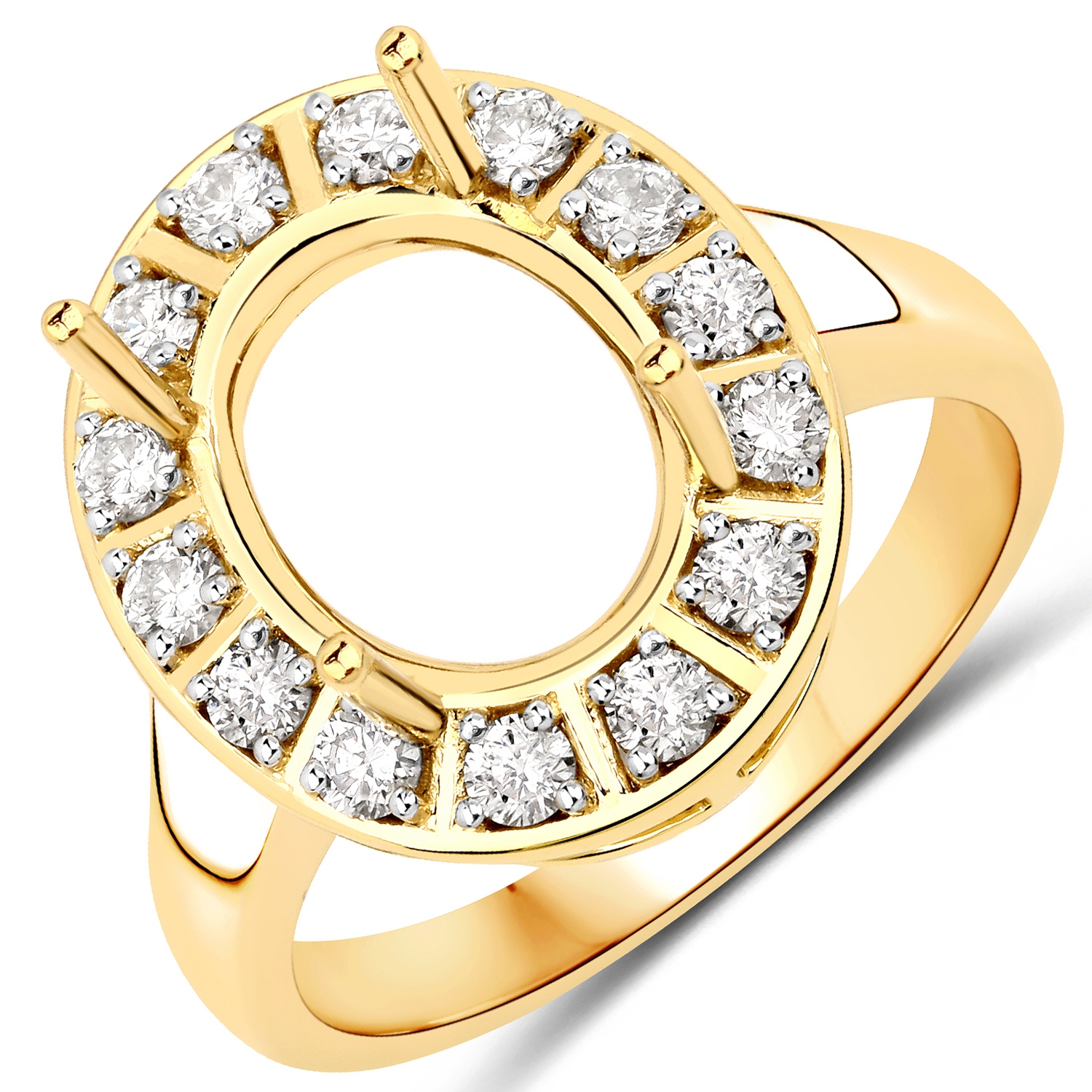 0.42 Carat Genuine White Diamond 14K Yellow Gold Ring