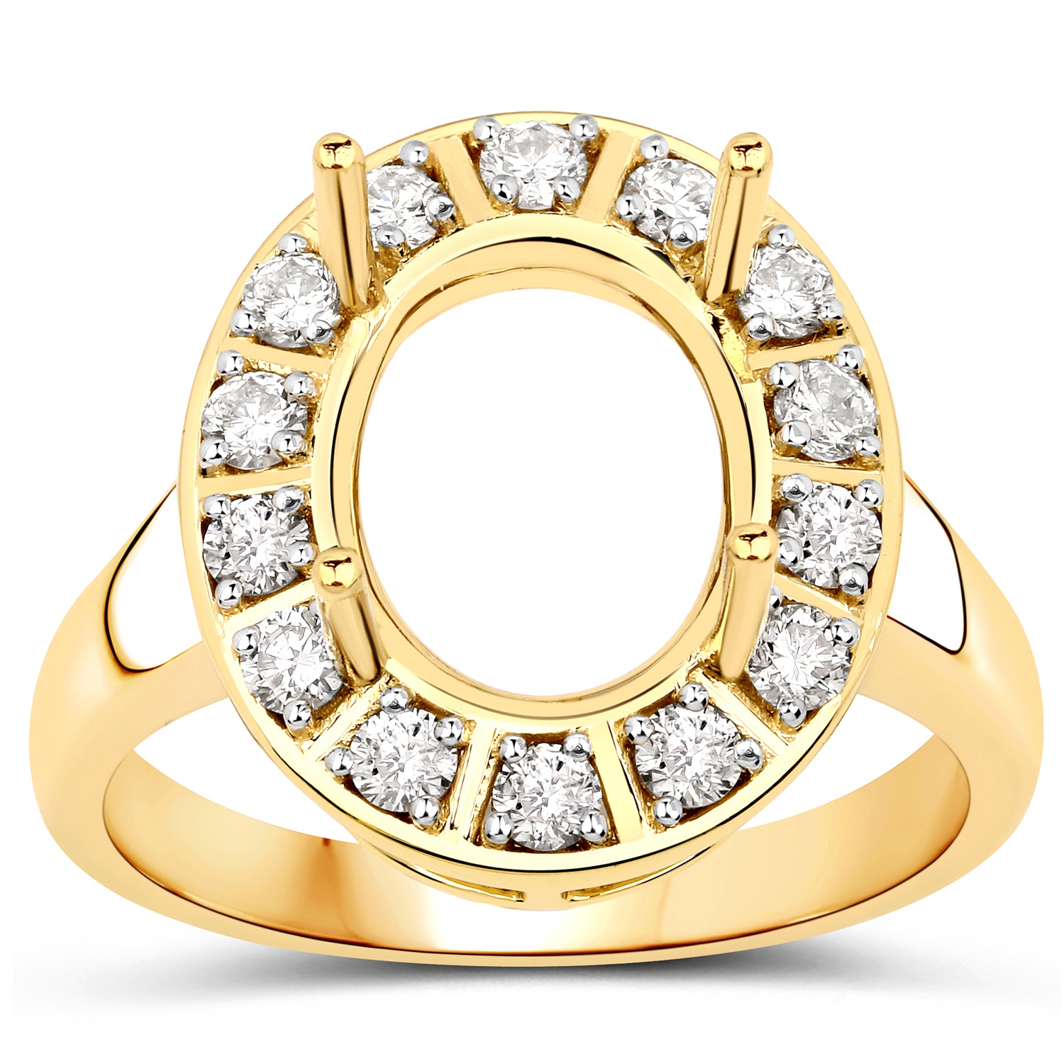 0.42 Carat Genuine White Diamond 14K Yellow Gold Ring