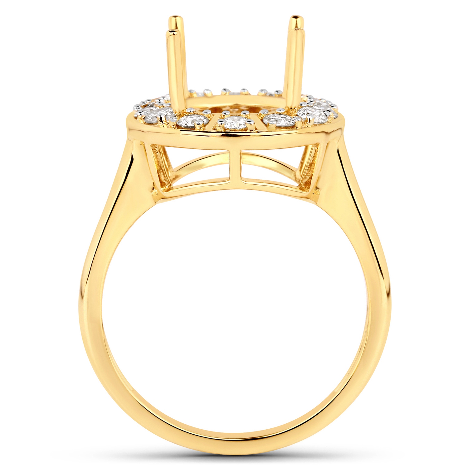 0.42 Carat Genuine White Diamond 14K Yellow Gold Ring